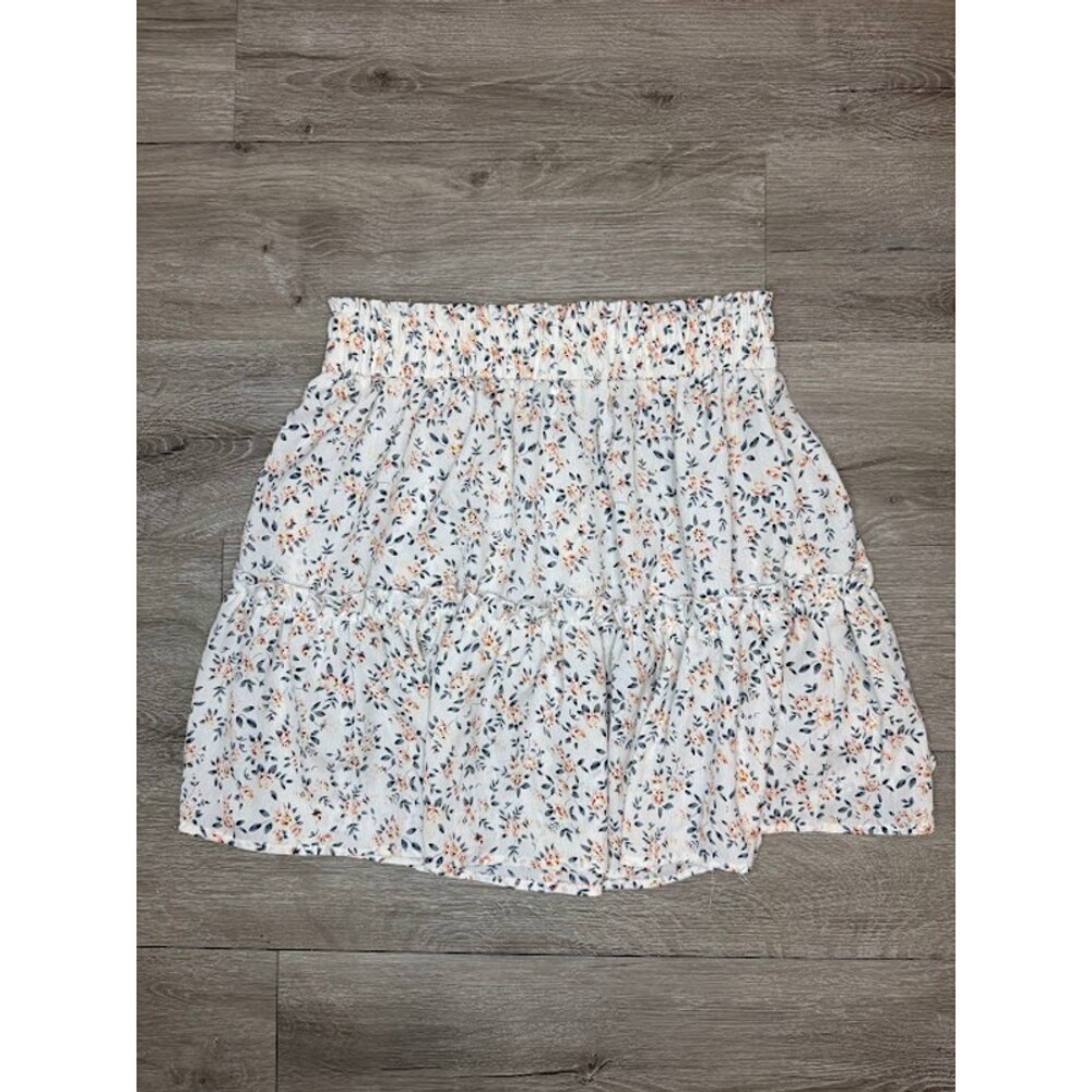 Floral Tiered Mini Skirt Elastic Waist Cottagecore Boho Medium - Picture 4 of 4